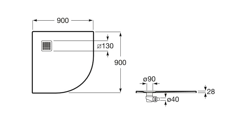 Душевой поддон Terran 90х90 см Superslim STONEX (AP10538438401100), Roca - Зображення 172831-0388d.jpg