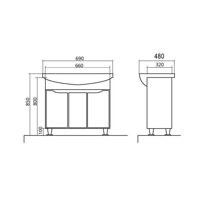 Шафка з умивальником Родорс 70, Аква Родос - Зображення 173018-f979d.jpg