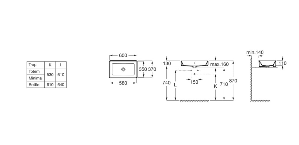 Умивальник Gap Square 600х370 A3270Y2080 Roca - Зображення 173048898-82e71.jpg