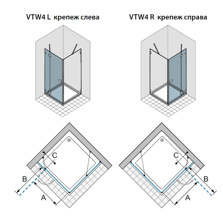 Душевые двери одноэлементные Vetra 3000 VTW4 L 800, Duka - Зображення 173456-be016.jpg