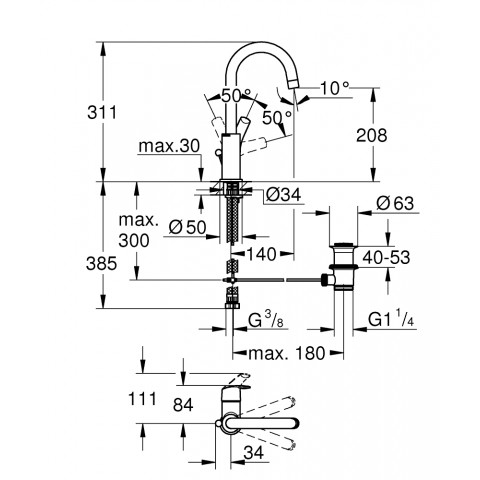 Смеситель для умывальника L-Size Eurosmart (23537002), Grohe - Зображення 173521-b47ea.jpg
