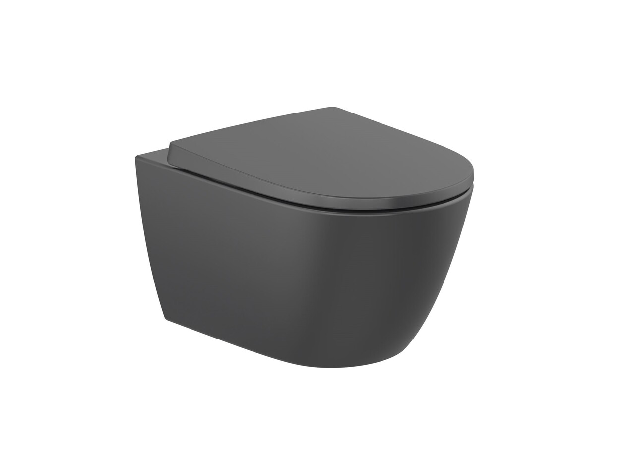 Комплект унітаз підвісний з кришкою soft-close Ona Rimless Black matt A346687080+A801E12081 Roca - Зображення
