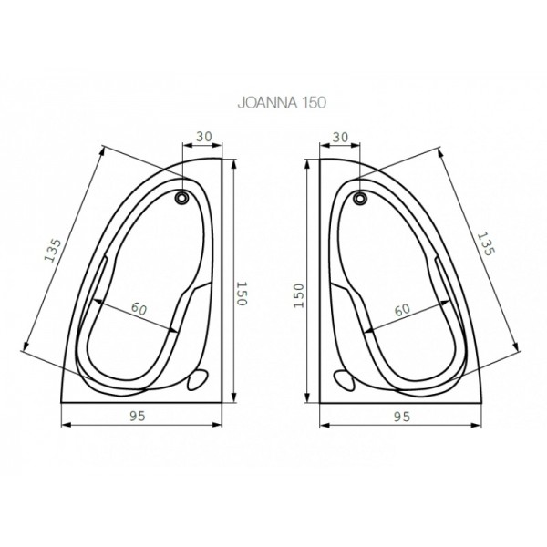 Ванна ассиметричная левая Joanna 150x95, Cersanit - Зображення 173740-981bc.jpg