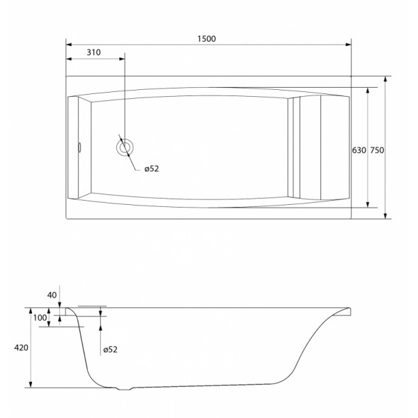 Ванна прямокутна Virgo 150x75, Cersanit - Зображення 173744-c8000.jpg