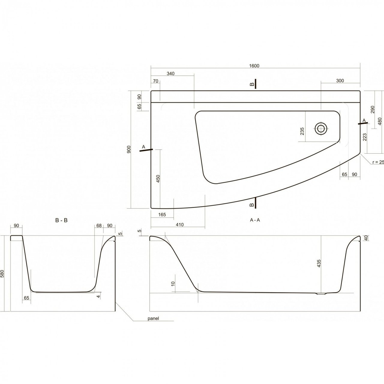 Ванна асиметрична права Virgo MAX 160x90, Cersanit - Зображення 173750-6e592.jpg