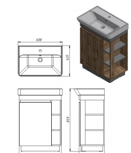 Шафка з умивальником Utah Ut-60 дуб вотан Juventa - Зображення 173988429-169bd.jpg