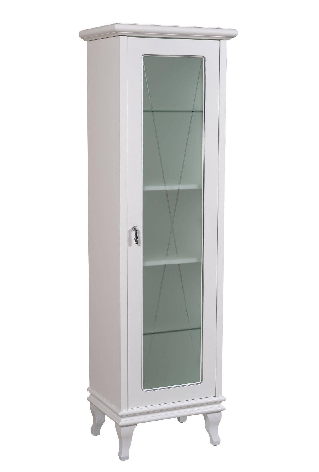 Пенал підлоговий Беатріче Білий Патина Хром (L-R), Аква Родос - Зображення