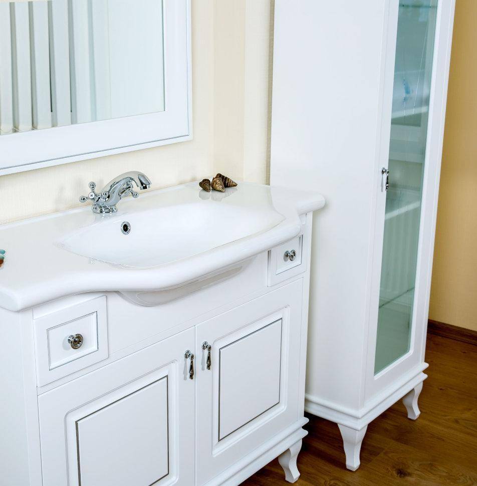 Шафка з умивальником Беатріче New Klasik Біла Патина Хром 80, Аква Родос - Зображення 174141-28c73.jpg