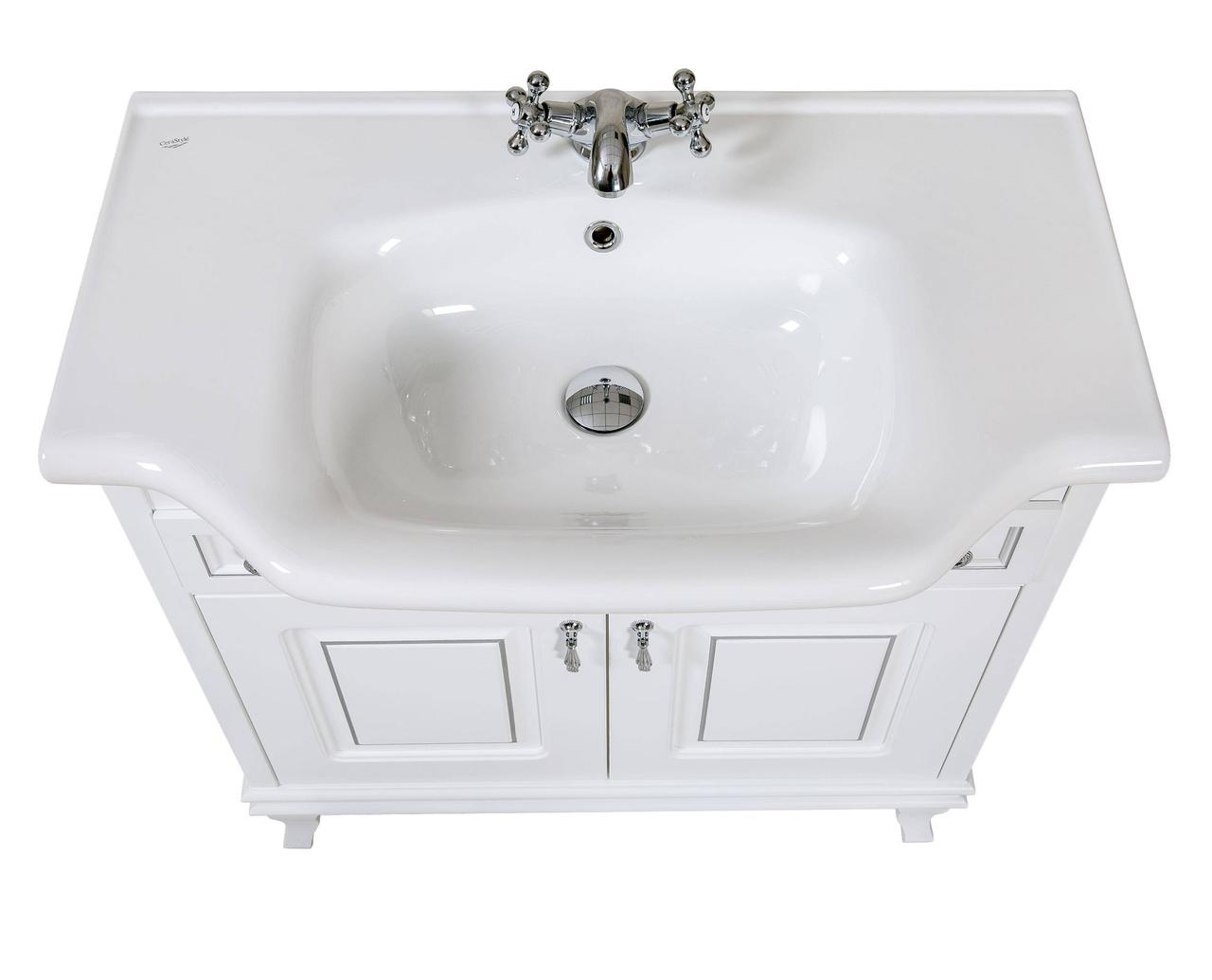 Шафка з умивальником Беатріче New Klasik Біла Патина Хром 80, Аква Родос - Зображення 174141-bf29f.jpg