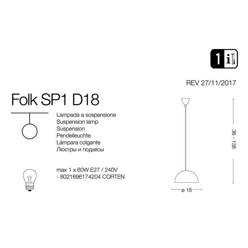 Люстра FOLK SP1 D18 (174204), IDEAL LUX - Зображення 174204-1_.jpg