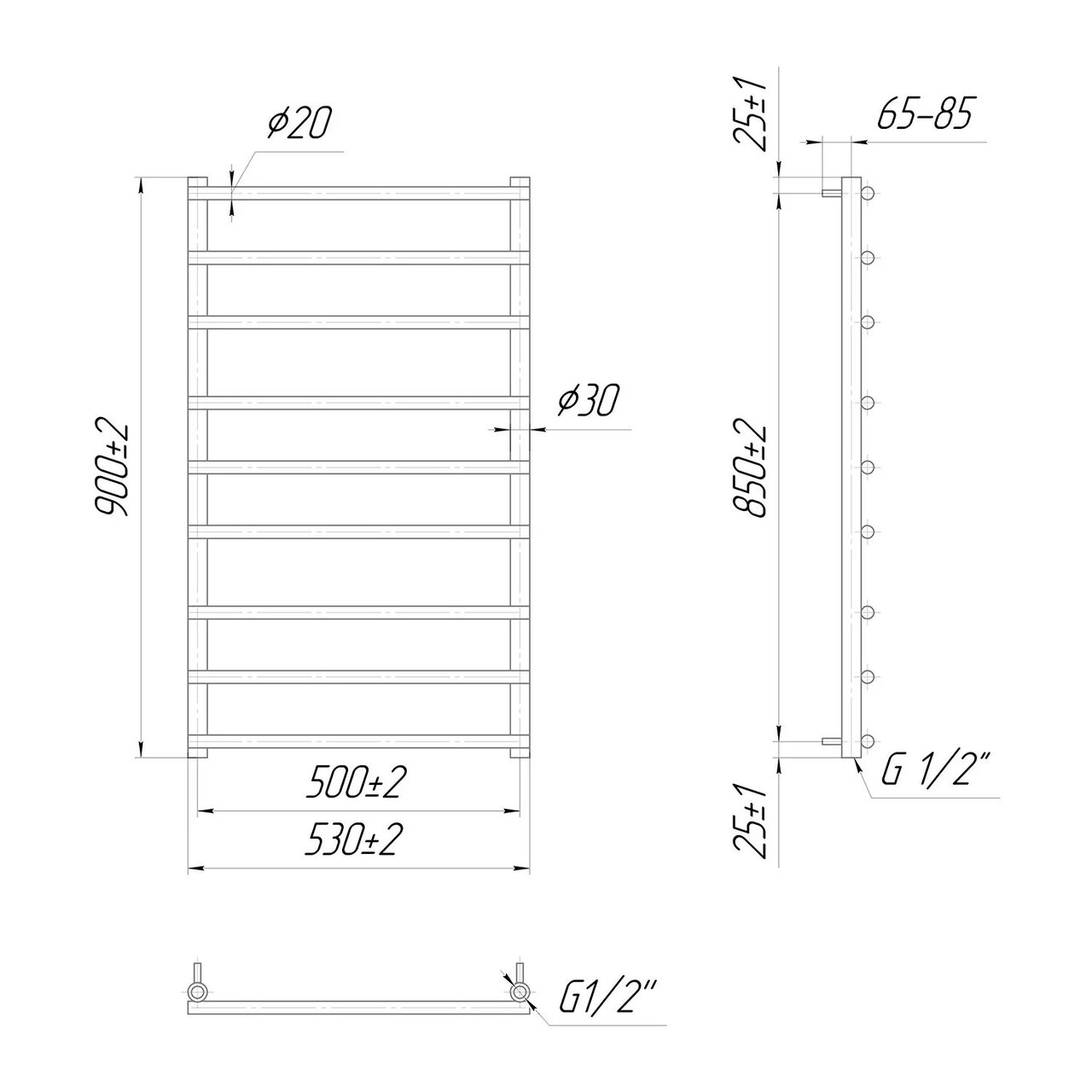 Рушникосушка водяна Турин 900х530 MARIO - Зображення 174225-2304b.jpg