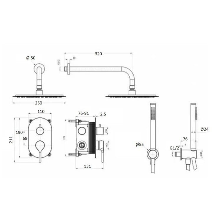 Душевая система Diament Nickel PVD Brushed 4129-501-21 Armaform - Зображення 174733130-bedd9.jpg