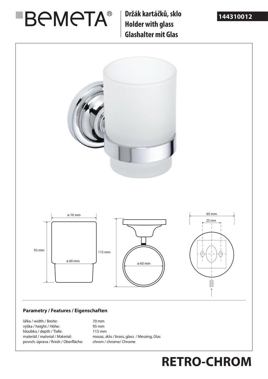 Стакан з тримачем Retro (144310012), Bemeta - Зображення 174753-7cbf0.jpg