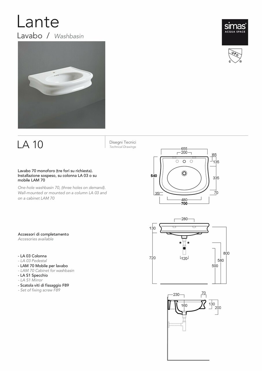 Умивальник Lante 70 LA11 SIMAS - Зображення 174843-e0dda.jpg