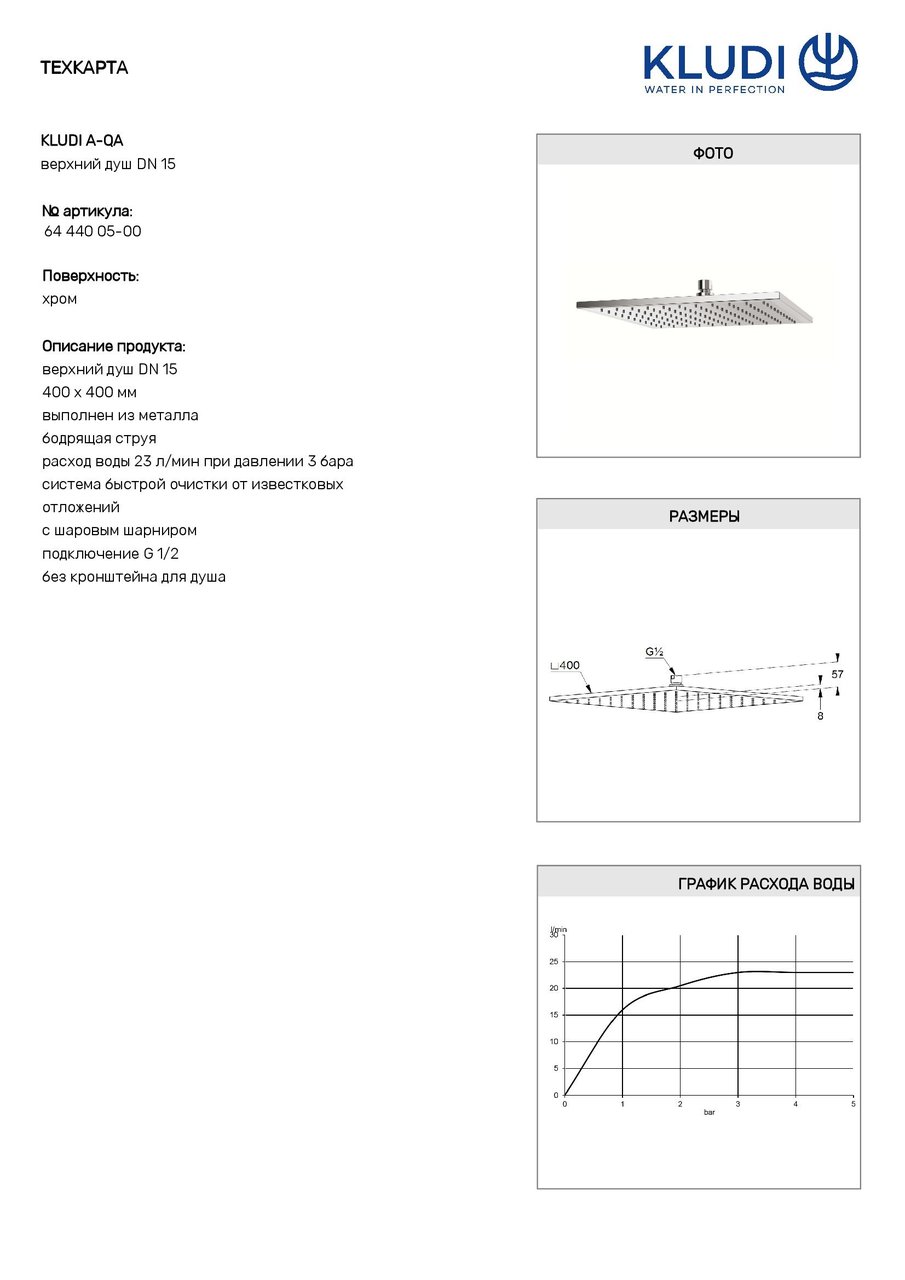 Верхний душ DN 15 A-QA (6444005-00), Kludi - Зображення 174876-d8ec8.jpg