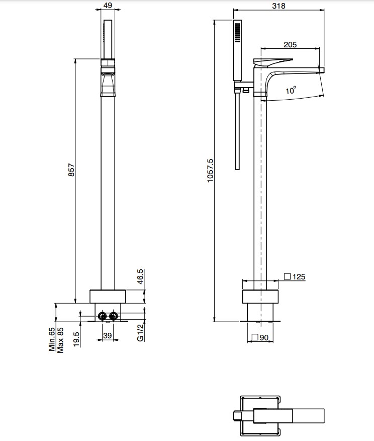 Змішувач підлоговий для ванни Zeta (F3964-4BS), Fima - Зображення 1749109-fea3b.jpg