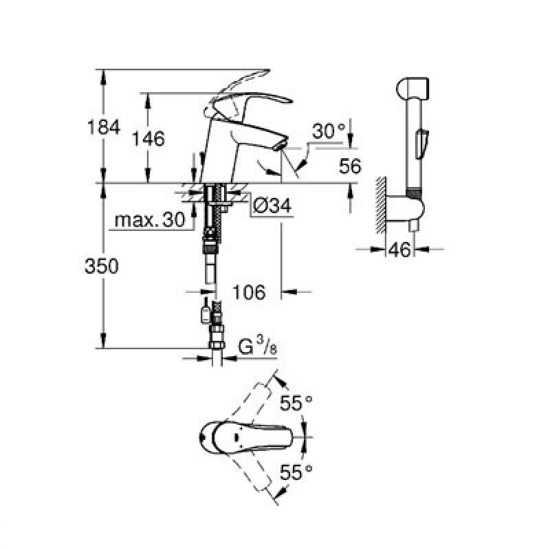 Змішувач для умивальника Eurosmart (23124002), Grohe - Зображення 174991-f956b.jpg