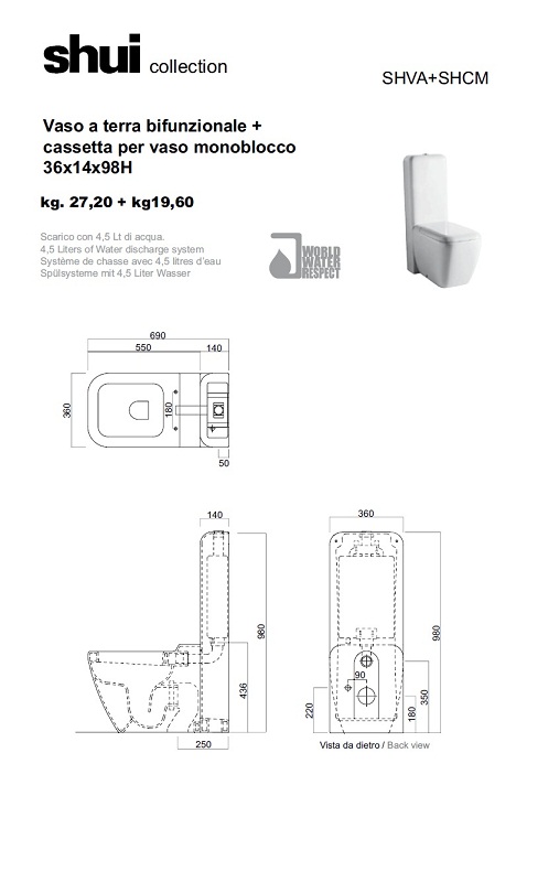 Зливний механізм для унітаза Shui (SHMEC), CIELO - Зображення 175280-5ea76.jpg