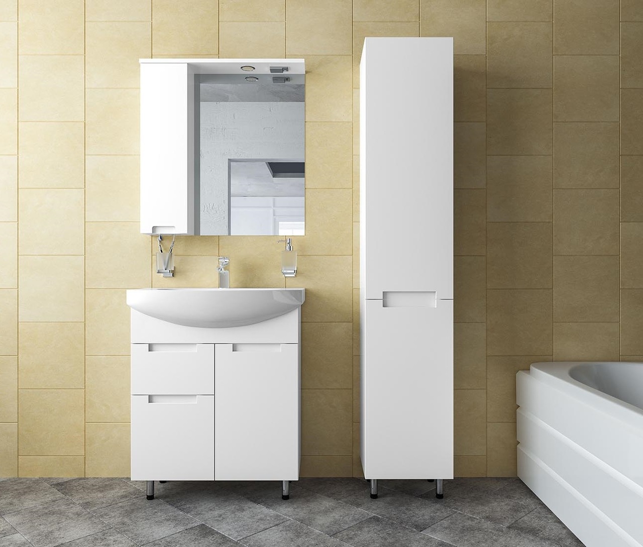 Зеркало со шкафчиком Квадро 60 (L), Аква Родос - Зображення 175320-f7af3.jpg