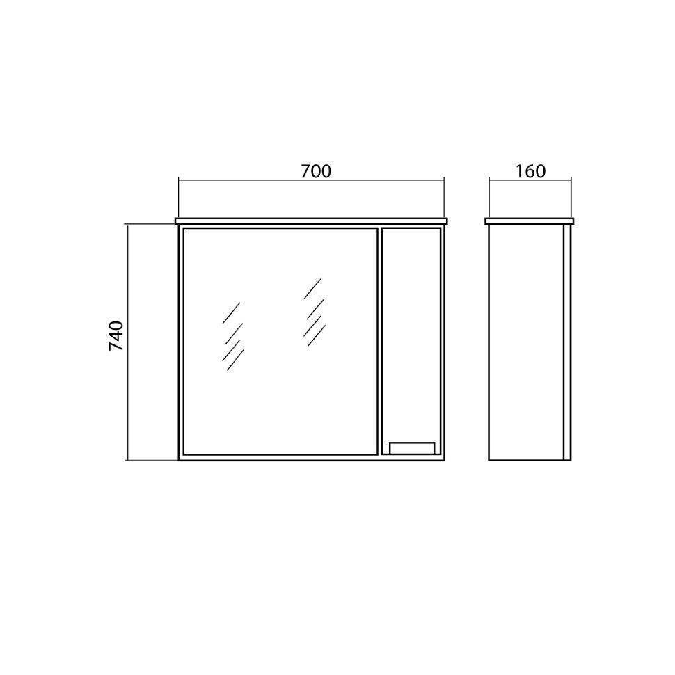 Дзеркало з шафкою Квадро 70 (R), Аква Родос - Зображення 175321-52455.jpg
