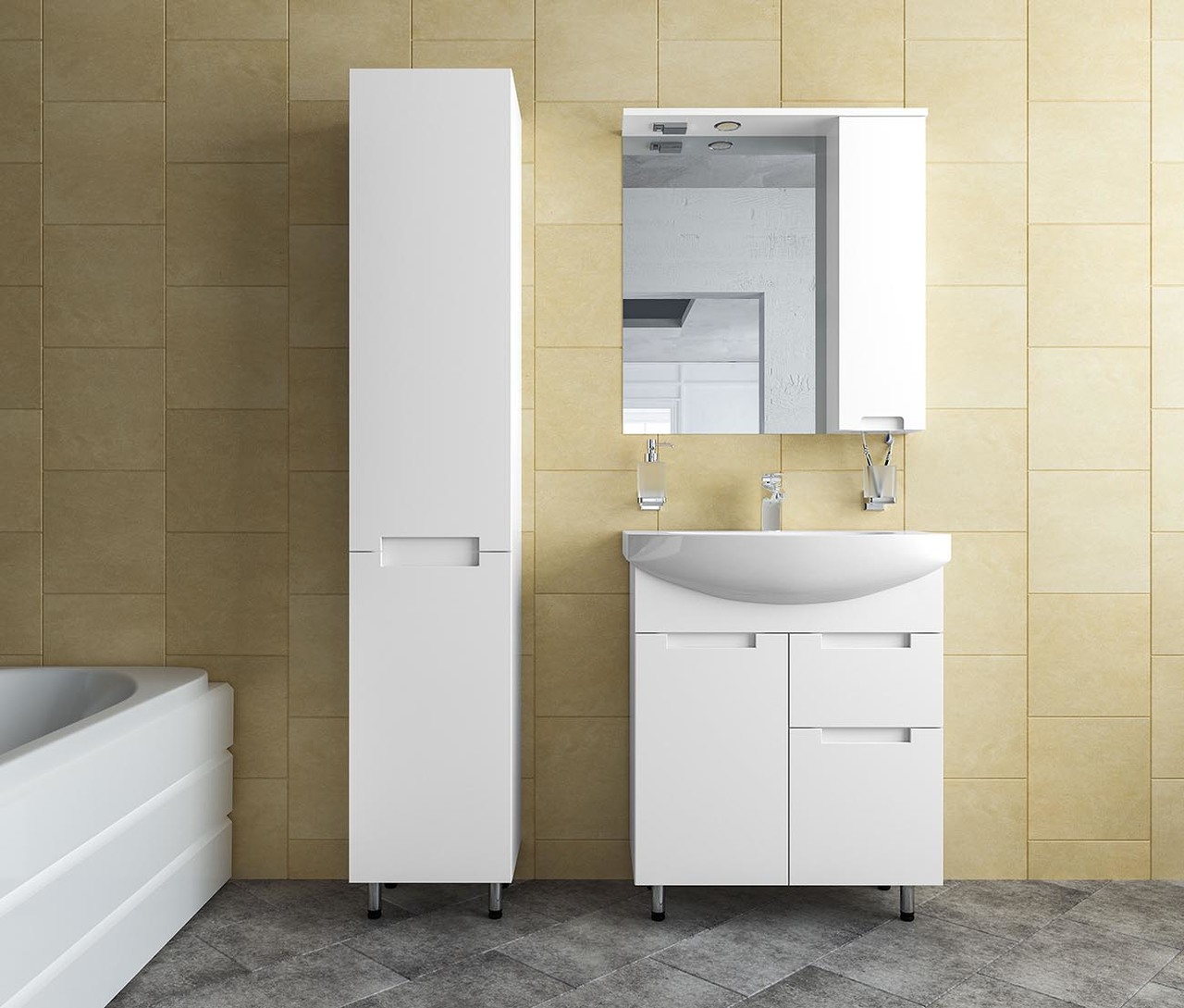 Дзеркало з шафкою Квадро 70 (R), Аква Родос - Зображення 175321-6a26a.jpg