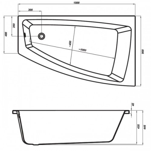 Ванна асиметрична права Lorena 150x90, Cersanit - Зображення 175435-302ba.jpg