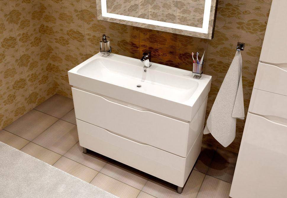 Шафка з умивальником Венеція Біла Пінто 100, Аква Родос - Зображення 175468-c15e3.jpg