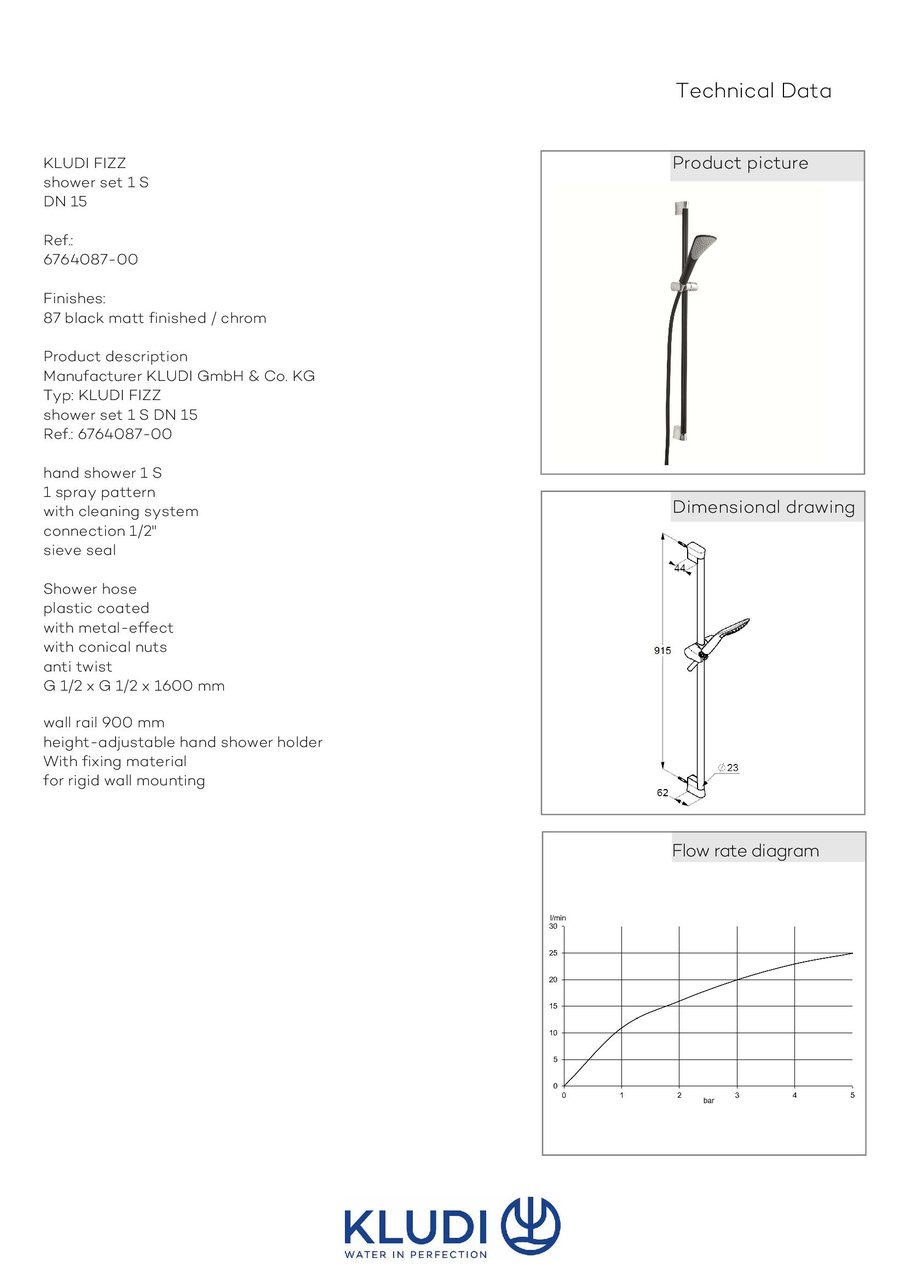 Душовий набір 1S Fizz (6764087-00) чорний, Kludi - Зображення 1755109-23264.jpg