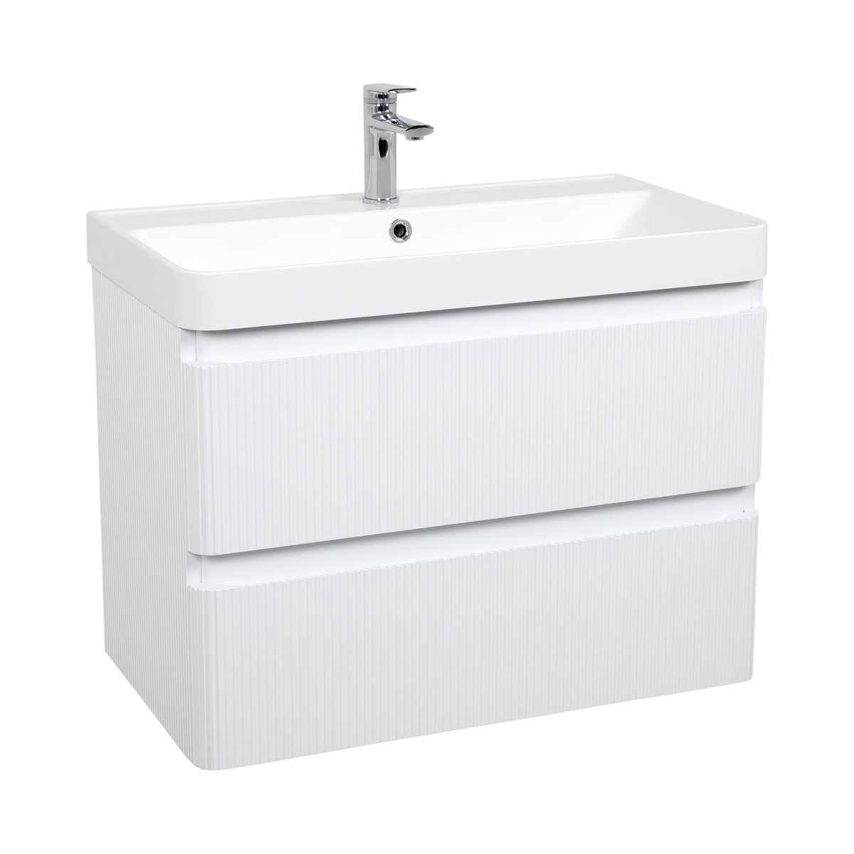 Шафка з умивальником Акцент Люкс 75 Deep White matt Аква Родос - Зображення