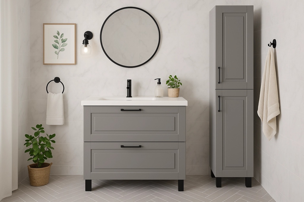 Шафка з умивальником Глорія 60 Альба сірий Mirater - Зображення 176105989-74efb.jpg