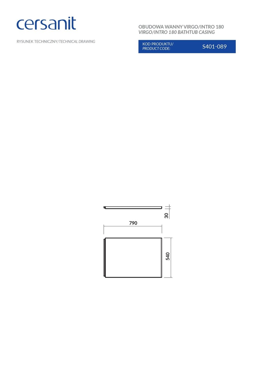 Панель для ванни бокова Virgo-Intro 80, Cersanit - Зображення 176141-b2c44.jpg