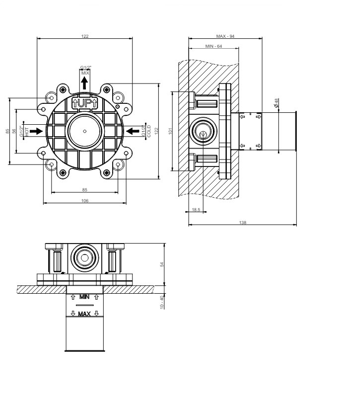 Вбудована універсальна частина змішувача Gessi316 54055239 Gessi - Зображення 1764629-b7923.jpg