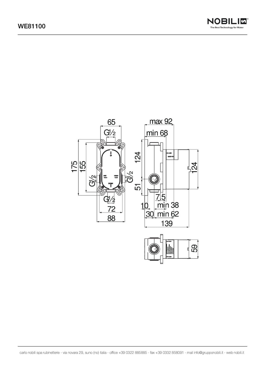 Вбудована частина змішувача на 2 виходи (WE81100), Nobili - Зображення 1765354-aab97.jpg