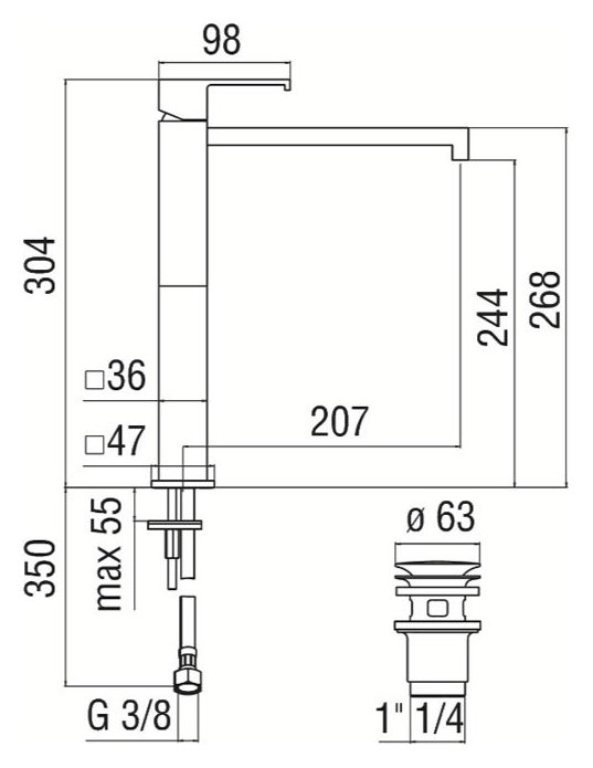 Змішувач для умивальника Mia Velvet Black (MI102128-2BM), Nobili - Зображення 1768479-8a92b.jpg