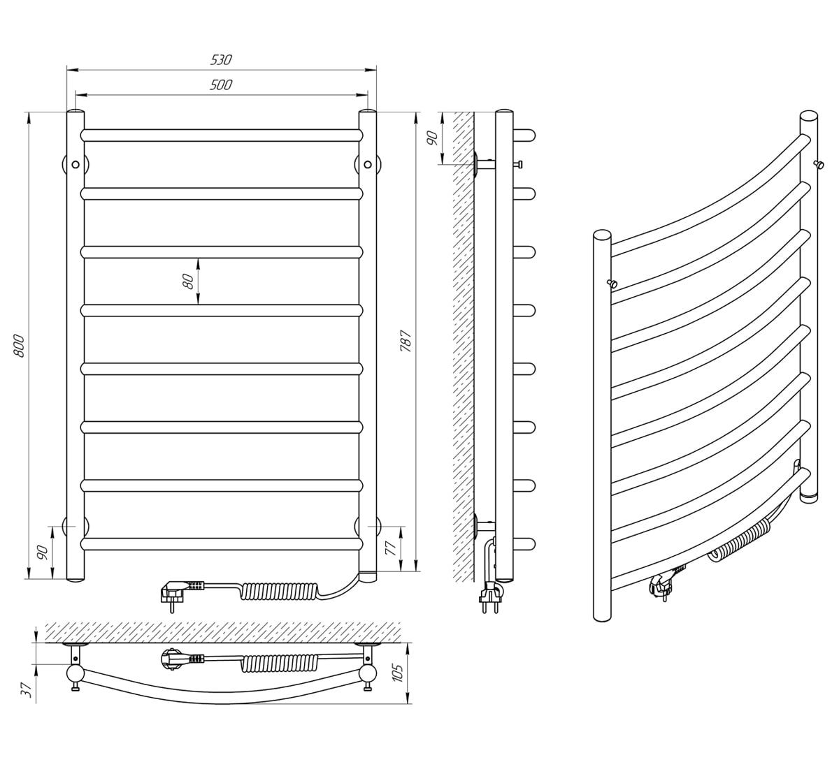 Полотенцесушитель электрический А1 П8 500х800 73207971 LARIS - Зображення 176999011-e2cd5.jpg