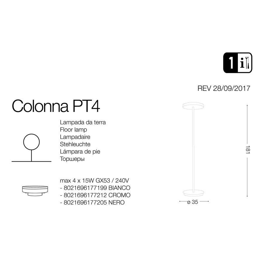 Торшер COLONNA PT4 BIANCO (177199), IDEAL LUX - Зображення 177205-.jpg