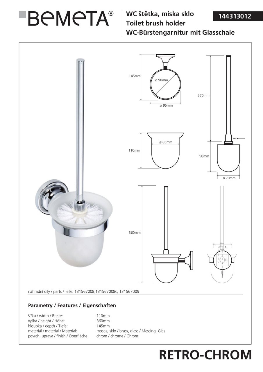 Туалетна щітка з тримачем Retro (144313012), Bemeta - Зображення 177440-9ce67.jpg