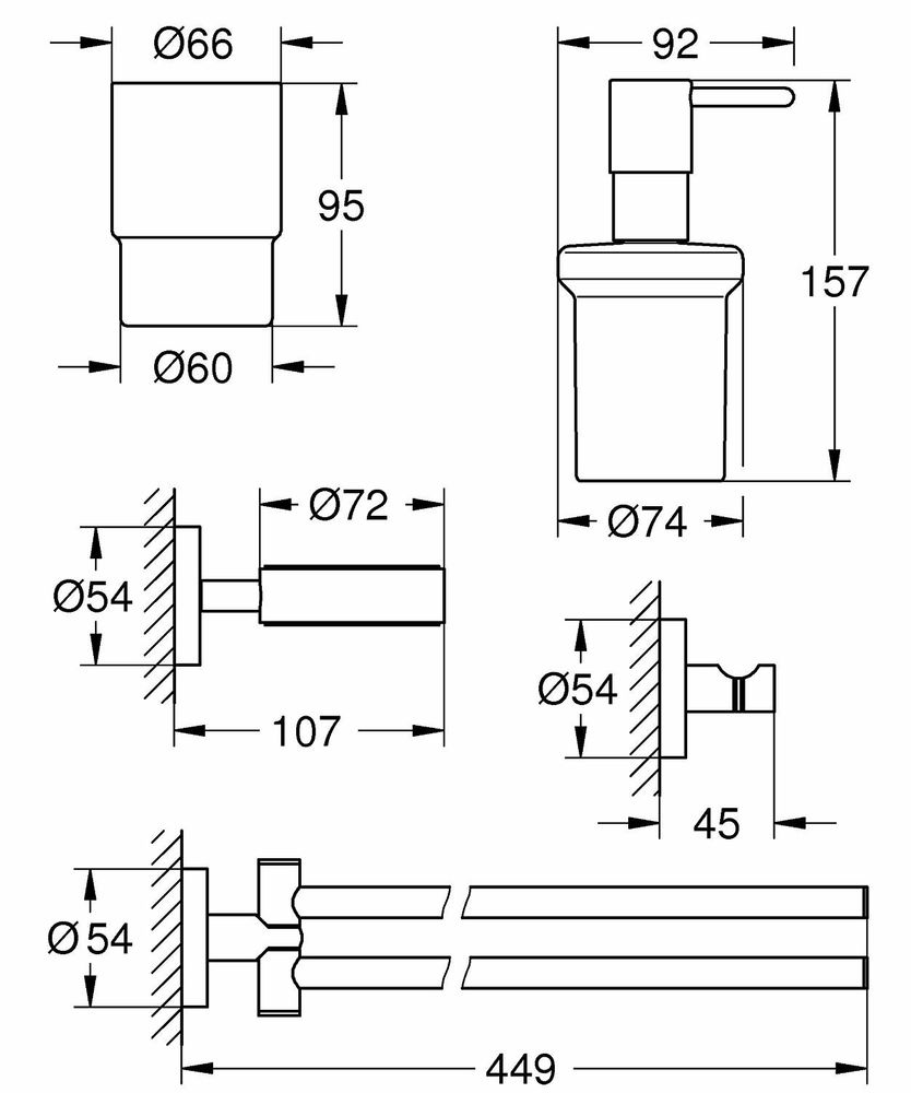 Набір аксесуарів 4 в 1 Essentials (40846001), Grohe - Зображення 1774714-71b9a.jpg
