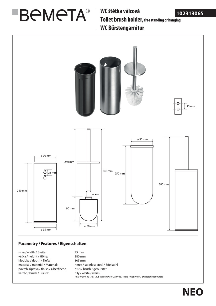 Туалетна щітка з тримачем Neo (102313065), Bemeta - Зображення 177544-8aeed.jpg