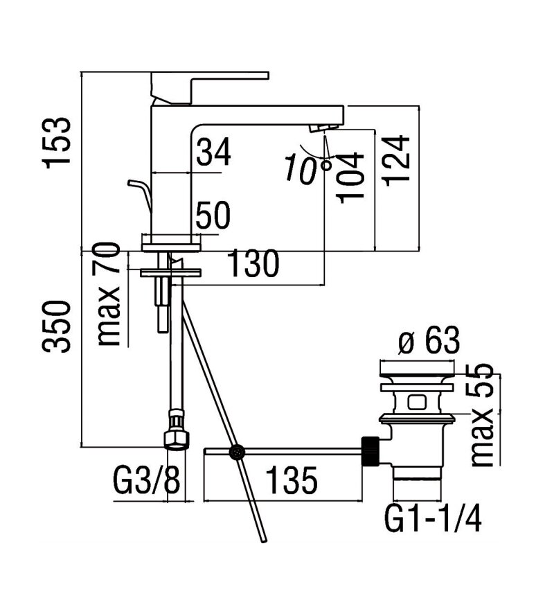 Змішувач для умивальника UP (UP94118-1CR), Nobili - Зображення 1777169-4d9b7.jpg