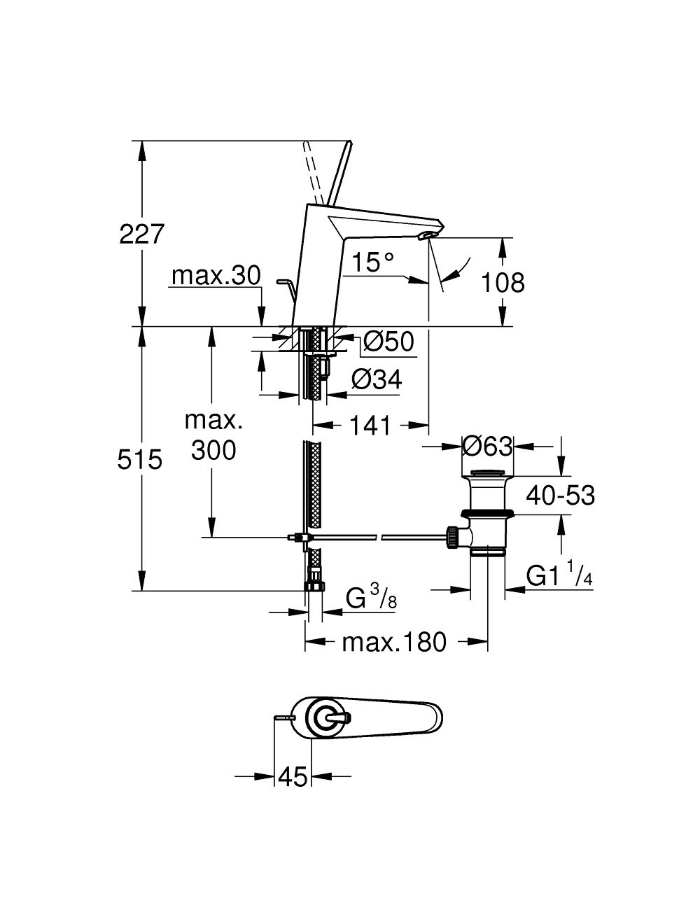 Змішувач для умивальника M-Size Eurodisc Joy (23427LS0), Grohe - Зображення 178309-37237.jpg