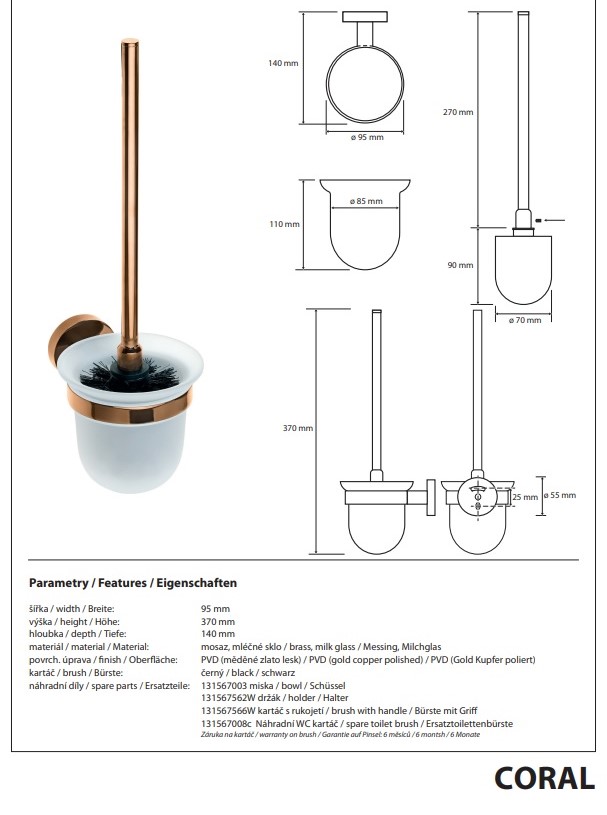 Туалетна щітка з тримачем Coral 158113017 Bemeta - Зображення 178746732-c9237.jpg