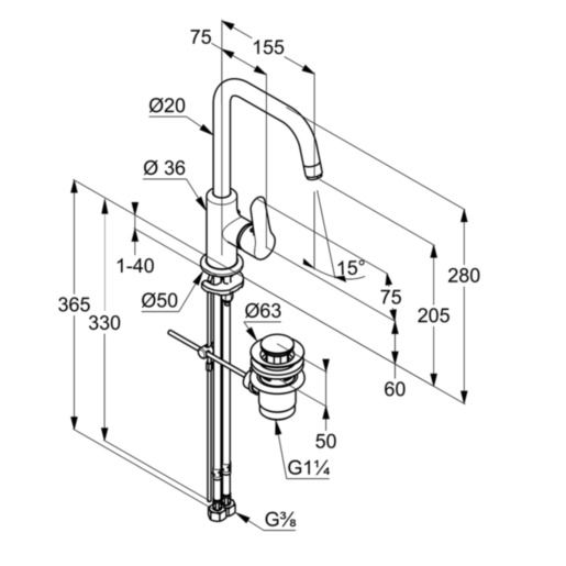 Змішувач для умивальника DN 15 Objekta (320230575), Kludi - Зображення 178856-ba339.jpg