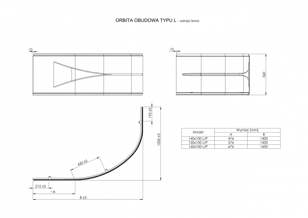 Панель до ванни асиметрична ліва Orbita 150x100, Roca - Зображення 179468-cc922.jpg
