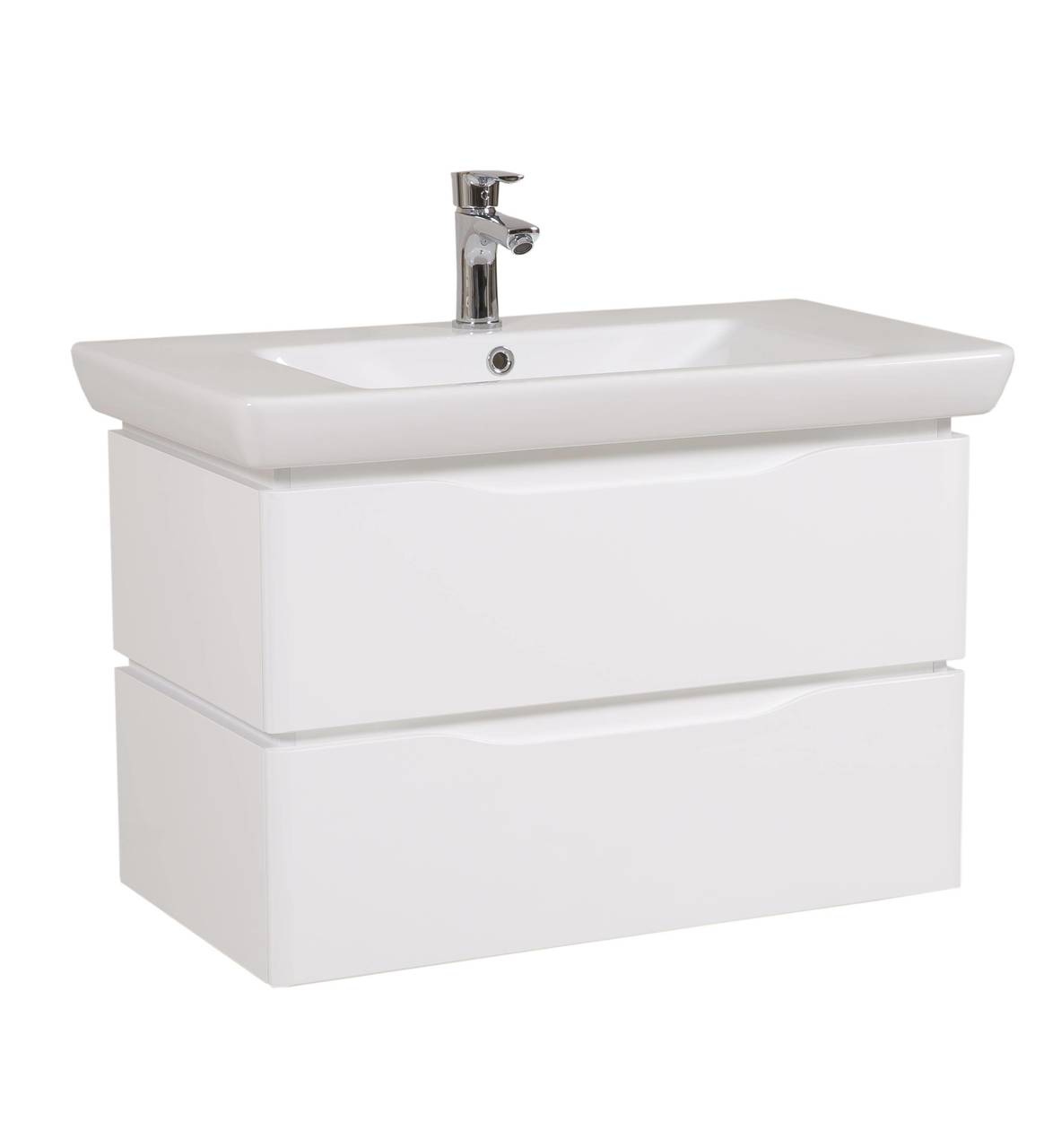 Шкафчик с умывальником подвесной Венеция Белая Порто 85, Аква Родос - Зображення