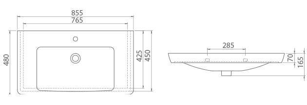 Шкафчик с умывальником подвесной Венеция Белая Порто 85, Аква Родос - Зображення 179490-2364c.jpg