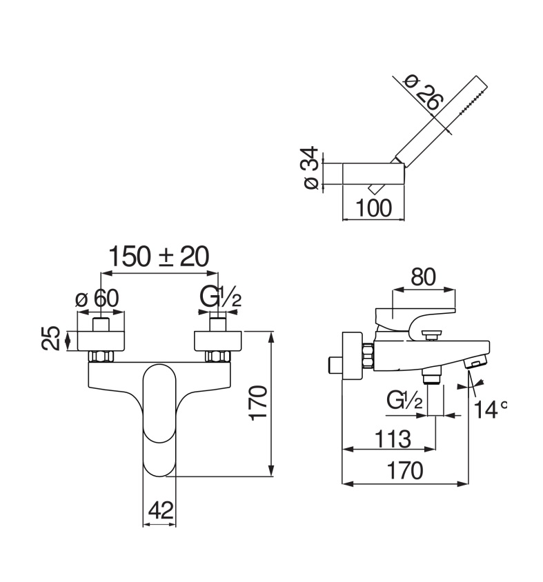 Змішувач для ванни Yoyo Mora matt YO126110BM Nobili - Зображення 179692279-45ebd.jpg