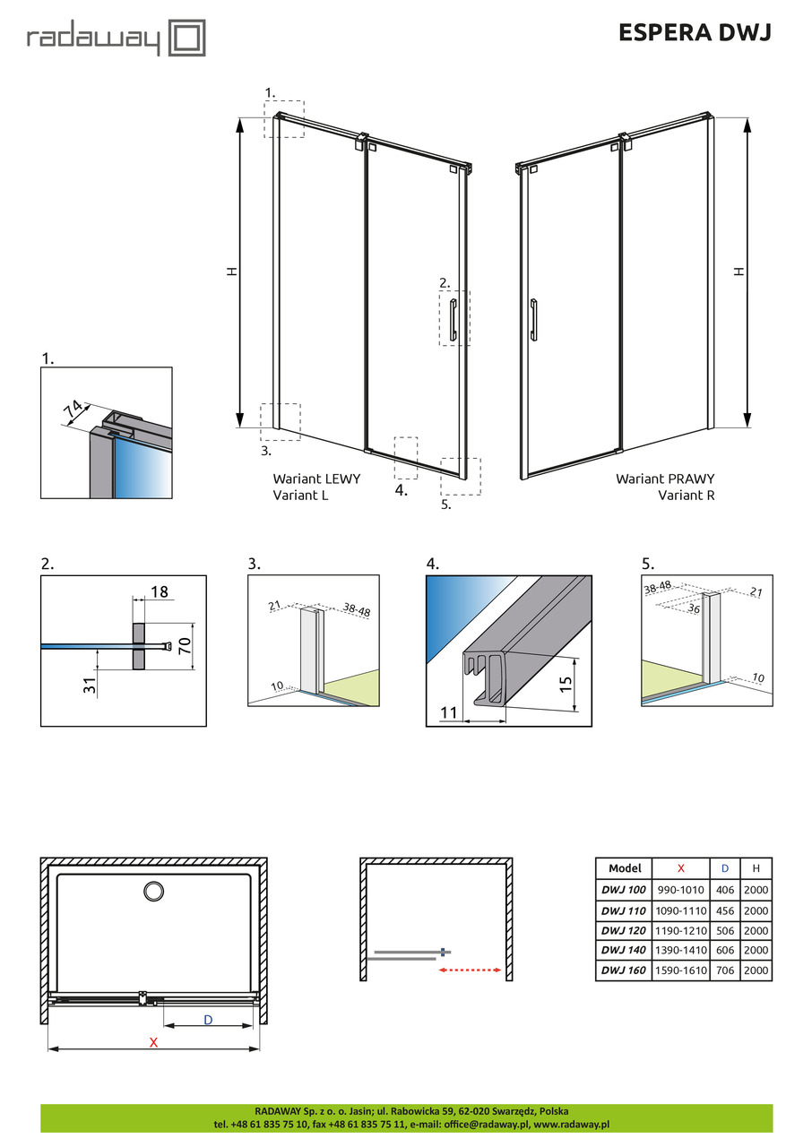 Душові двері Espera DWJ 100 L RADAWAY - Зображення 180118-7c2c9.jpg