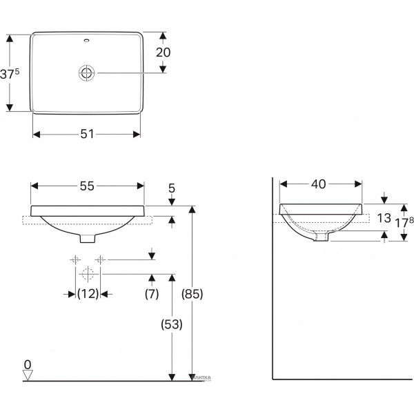 Умивальник VariForm 55 (500.737.01.2) Geberit - Зображення 1803519-1f058.jpg