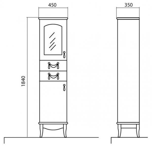 Пенал підлоговий правий Мікела Білий, Аква Родос - Зображення 1805629-1e4bf.jpg